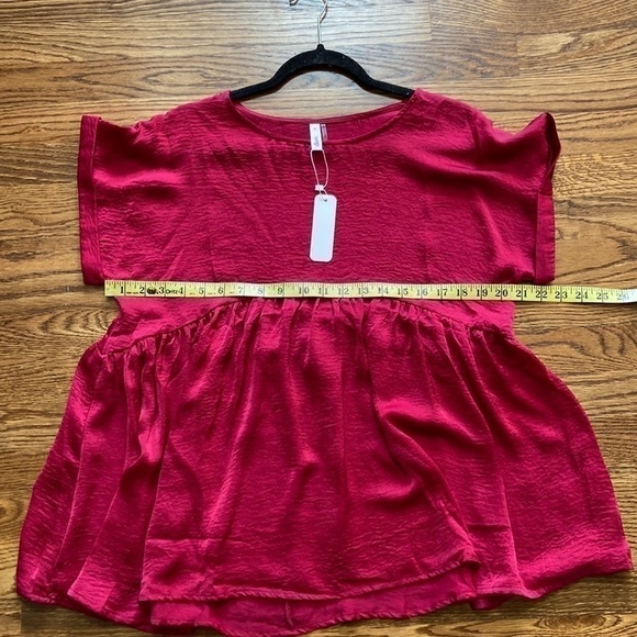 𝅺NWT Burgundy Babydoll Top Size Medium - Picture 8 of 11